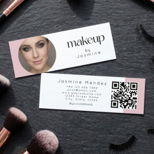 Slim Pink White Beauty Professional MUA Foto Qr Mini Visitenkarte