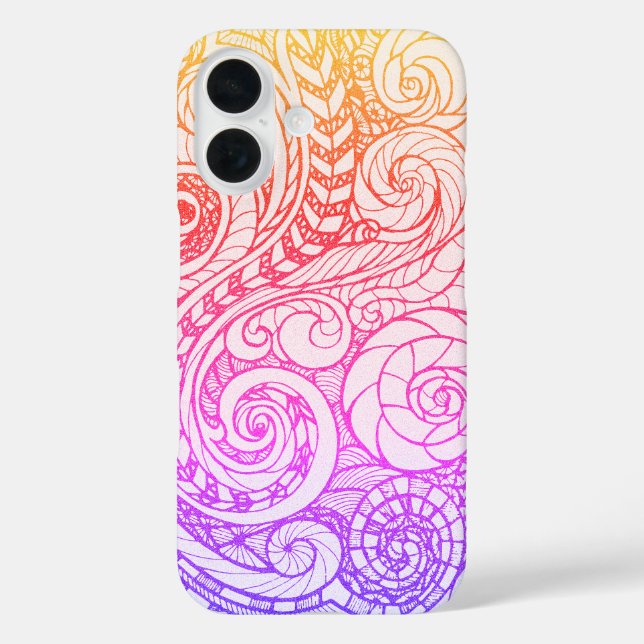 Slim Rainbow Doodle iPhone 16 Fall Case-Mate iPhone Hülle (Rückseite)