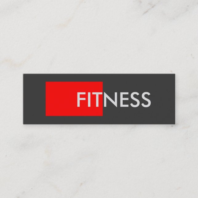 Slim Red Gray Fitness Trainer Business Card Mini Visitenkarte (Vorderseite)
