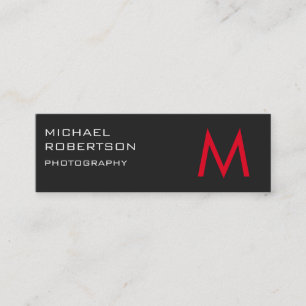 Slim Red Gray Monogram Fotograf Business Card Mini Visitenkarte