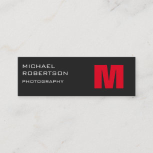 Slim Red Gray Monogram Fotograf Business Card Mini Visitenkarte