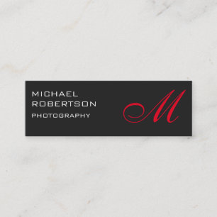Slim Red Gray Monogram Fotograf Business Card Mini Visitenkarte