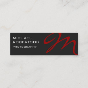 Slim Red Gray Monogram Fotograf Business Card Mini Visitenkarte