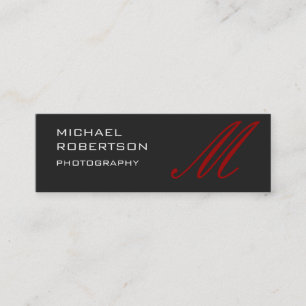 Slim Red Gray Monogram Fotograf Business Card Mini Visitenkarte