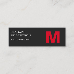 Slim Red Gray Monogram Fotograf Business Card Mini Visitenkarte