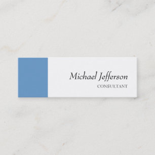 Slim Schlicht Blue White Beruflich Business Card Mini Visitenkarte