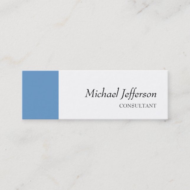 Slim Schlicht Blue White Beruflich Business Card Mini Visitenkarte (Vorderseite)