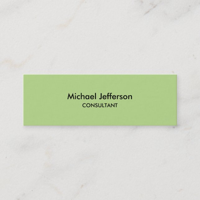 Slim Schlicht Green Beruflich Business Card Mini Visitenkarte (Vorderseite)