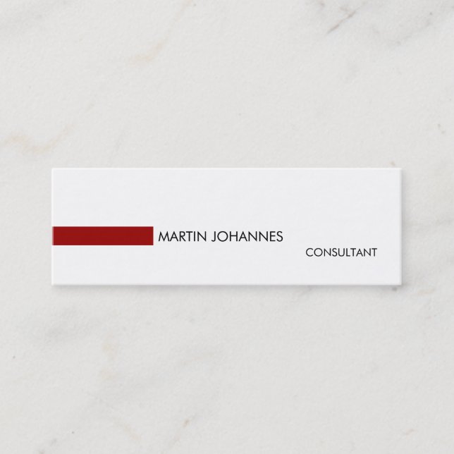 Slim Skinny Stylish Red Schwarz-weiß Business Card Mini Visitenkarte (Vorderseite)