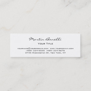 Slim Skinny White Beruflich Business Card Mini Visitenkarte