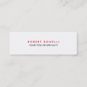 Slim Skinny White Red Standard Business Card Mini Visitenkarte