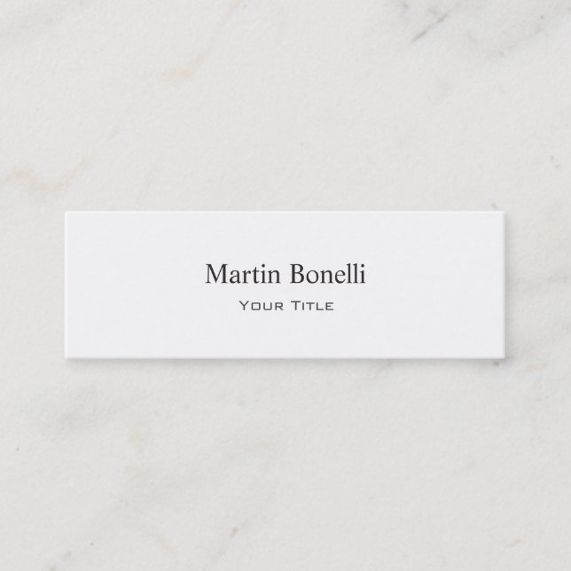 Slim Skinny White Simple Trendbusiness Card Mini Visitenkarte (Vorderseite)