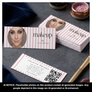 Slim Stripes Beauty Professional MUA Foto Qr Mini Visitenkarte