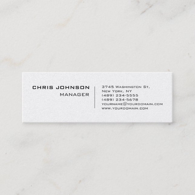 Slim Trendy Unique Manager Business Card Mini Visitenkarte (Vorderseite)