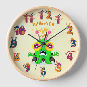 Slime Monster namens Kids Wall Clock Cool Uhr