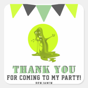 Slime Monster Vielen Dank zum Geburtstag Quadratischer Aufkleber
