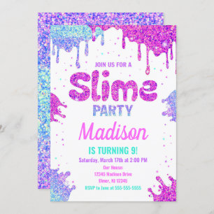 Slime Party Geburtstag Einladung Glitzer
