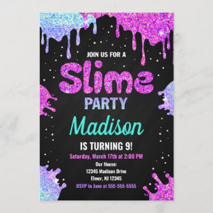 Slime Party Geburtstag Einladung Glitzer