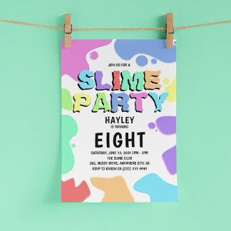 SLIME PARTY Kindergeburtstag Party Einladung