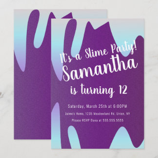 Slime Party Ombre Tropfens Birthday Sparkle Lila Einladung