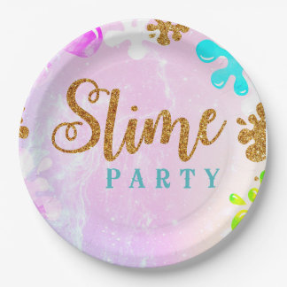 Slime Pastel Birthday Party Paper Plate Pappteller