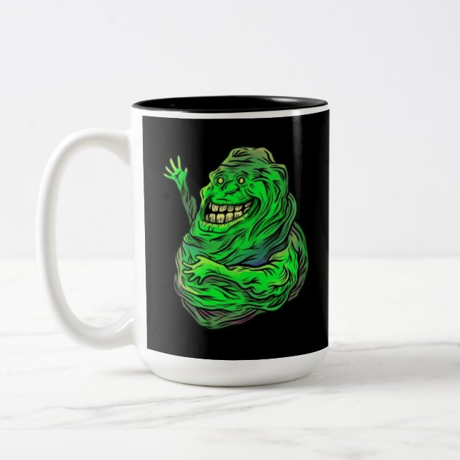 Slimy Green Ghost! Zwei-Tone-Tasse Zweifarbige Tasse (Links)