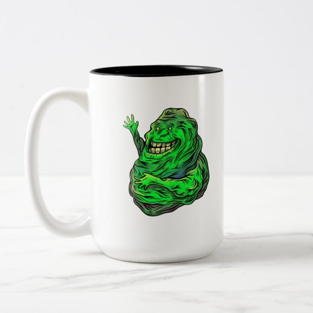 Slimy Green Ghost! Zweifarbige Tasse (Links)