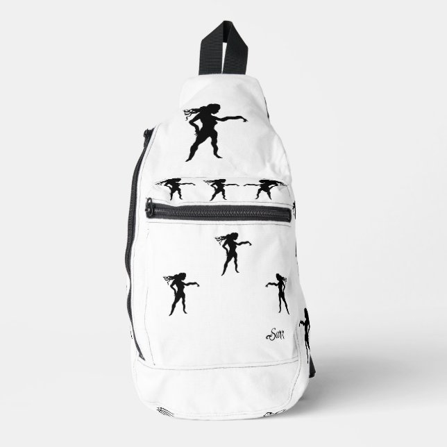 Sling Bag: Duffel Tasche Power Frau. (Vorderseite)