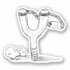 Sling Shot and Rocks Sketch Aufkleber