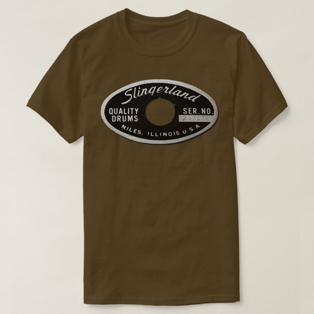 Slingerland Retro Drum Abzeichen Button T-Shirt (Design vorne)