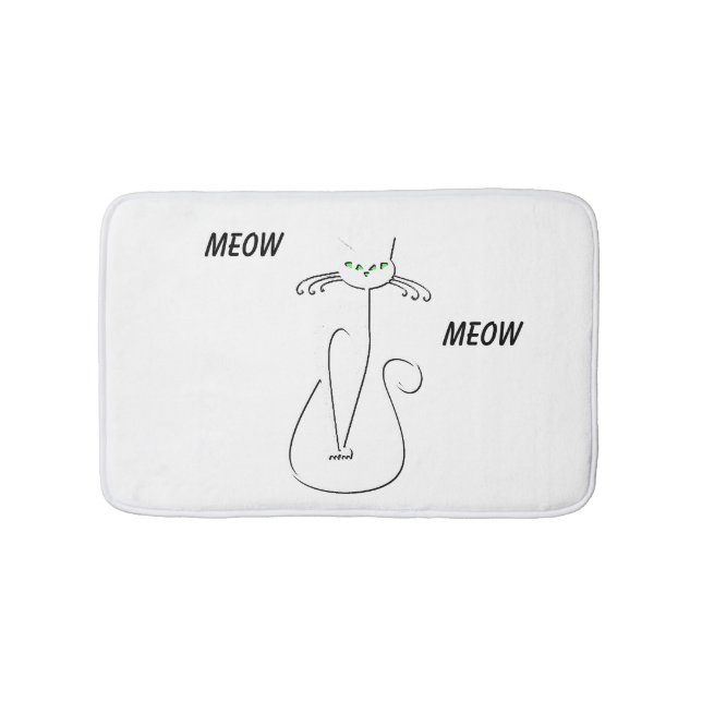 Slinky Black Cat Meow Meow Meow Custom Text Green  Badematte (Vorderseite)