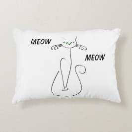 Slinky Black Cat Meow Meow Meow Custom Text Green  Dekokissen