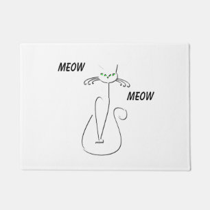 Slinky Black Cat Meow Meow Meow Custom Text Green  Fußmatte