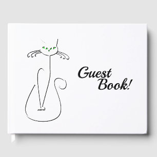 Slinky Black Cat Meow Meow Meow Custom Text Green Gästebuch