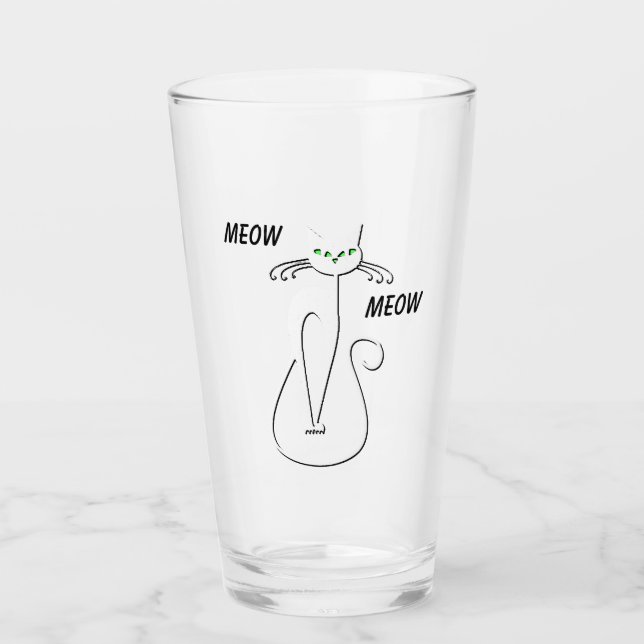 Slinky Black Cat Meow Meow Meow Custom Text Green  Glas (Vorderseite)