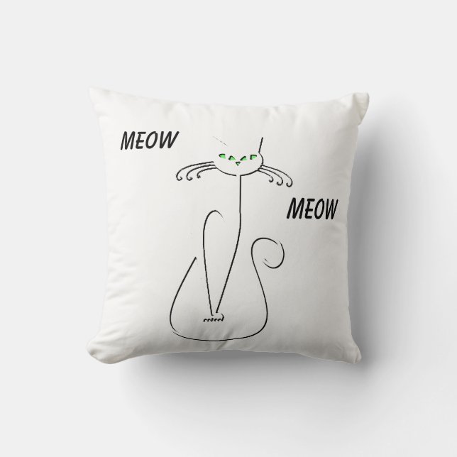 Slinky Black Cat Meow Meow Meow Custom Text Green  Kissen (Vorderseite)