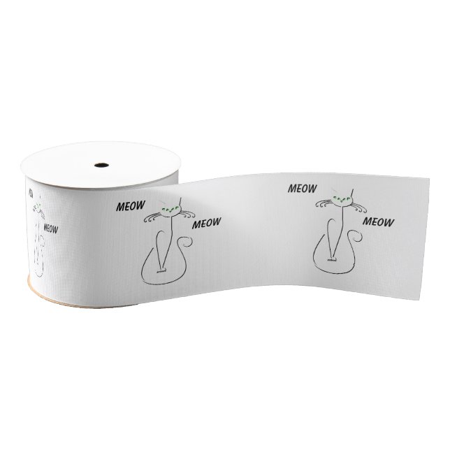 Slinky Black Cat Meow Meow Meow Custom Text Green  Ripsband (Spule)