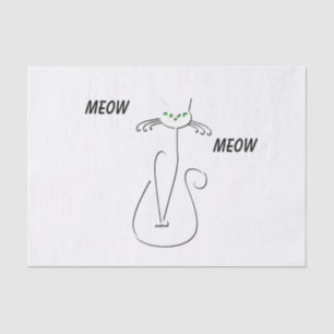 Slinky Black Cat Meow Meow Meow Custom Text Green Seidenpapier