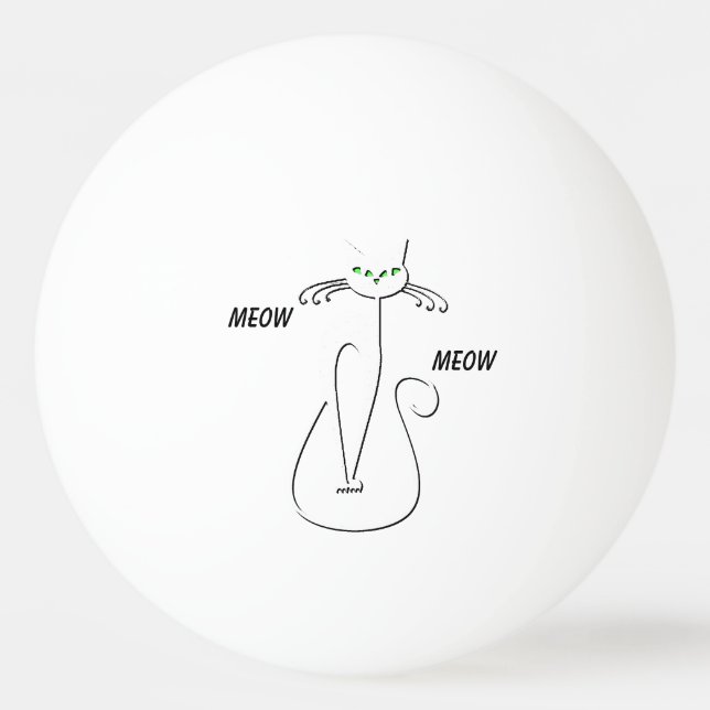 Slinky Black Cat Meow Meow Meow Custom Text Green  Tischtennisball (Vorderseite)