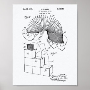 Slinky Spielzeug 1946 Patent Kunst - Weißes Papier Poster