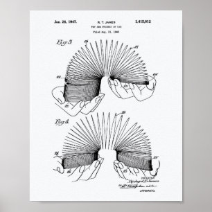 Slinky Spielzeug 1946 Patent Kunst - Weißes Papier Poster