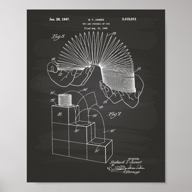 Slinky Toy 1946 Patentart - Chalkboard Poster (Vorne)