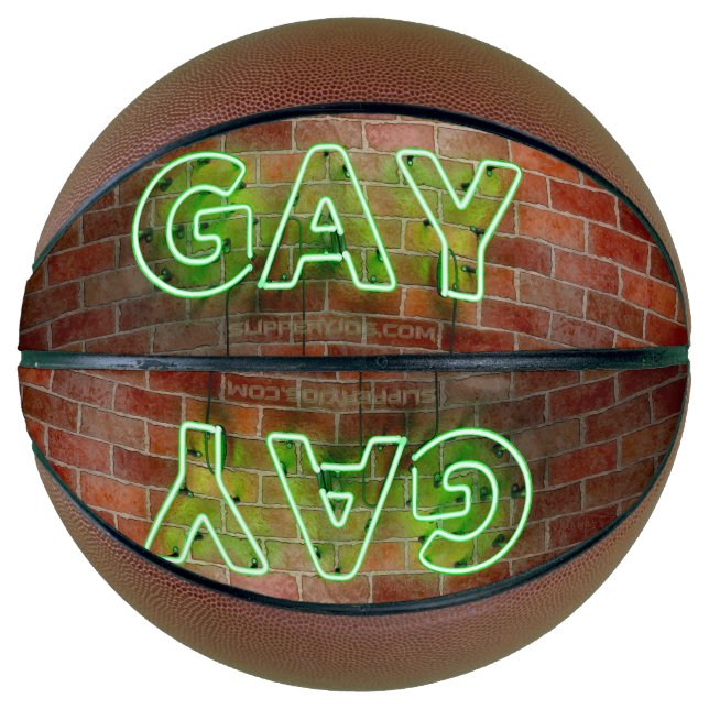 SlipperyJoe beleuchtet Gay Neon-Zeichen hell leben Basketball (Vorderseite)