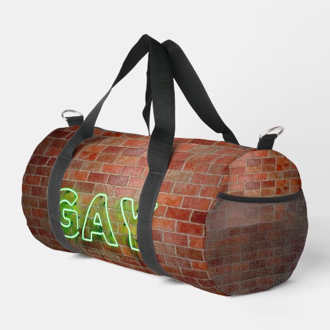 SlipperyJoe beleuchtet Gay Neon-Zeichen hell leben Duffle Bag (Rechte Ecke)
