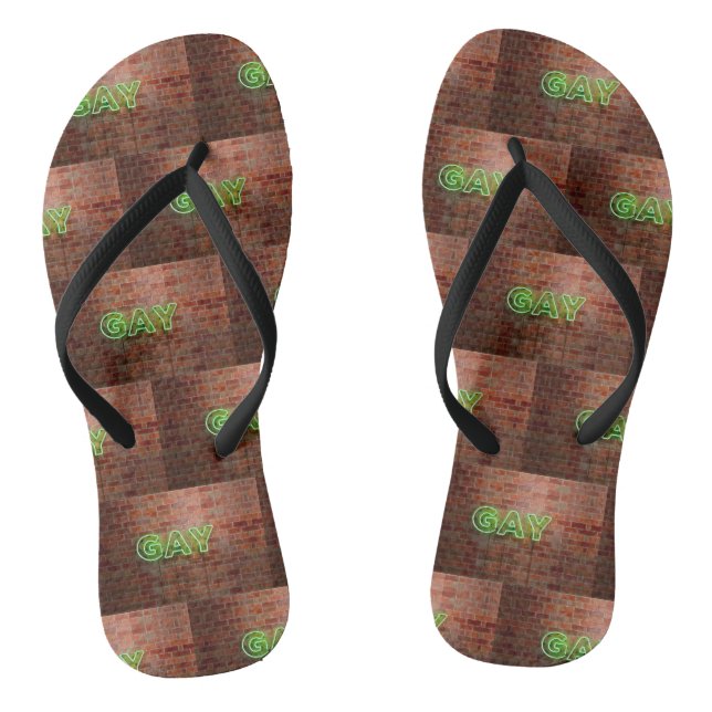 SlipperyJoe beleuchtet Gay Neon-Zeichen hell leben Flip Flops (Fußbett)