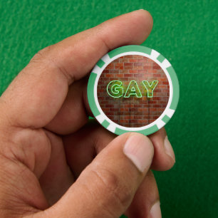 SlipperyJoe beleuchtet Gay Neon-Zeichen hell leben Pokerchips
