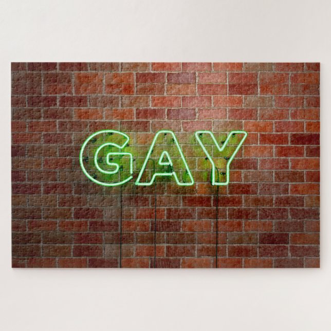 SlipperyJoe beleuchtet Gay Neon-Zeichen hell leben Puzzle (Horizontal)
