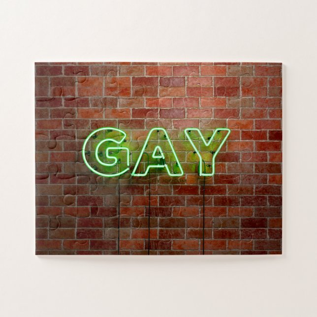SlipperyJoe beleuchtet Gay Neon-Zeichen hell leben Puzzle (Horizontal)