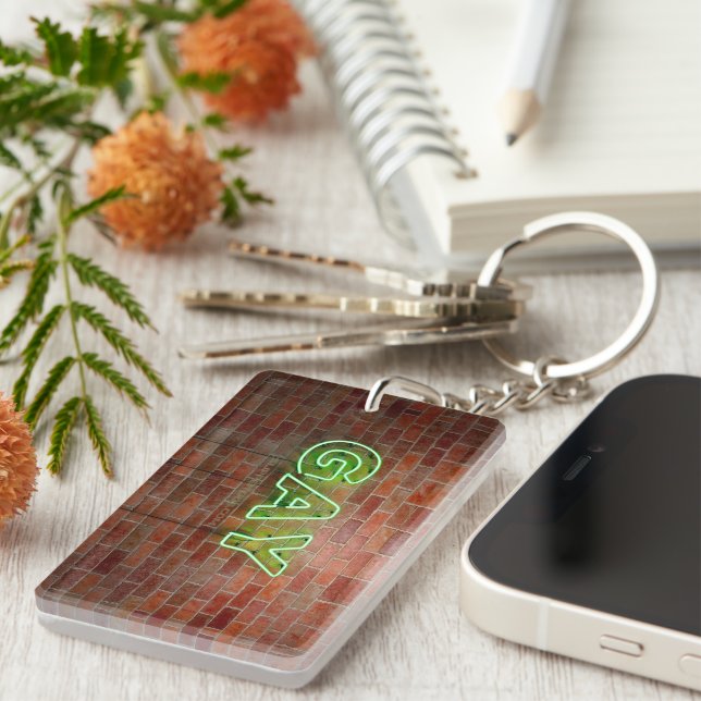 SlipperyJoe beleuchtet Gay Neon-Zeichen hell leben Schlüsselanhänger (Vorderseite rechts)