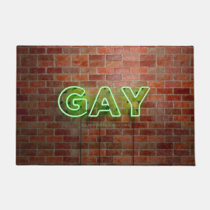 SlipperyJoe beleuchtetes schwules Neon-Schild hell Fußmatte